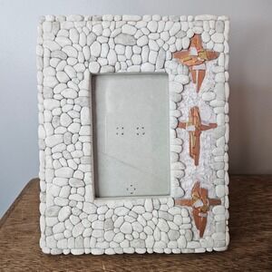United Design Corp Spiritual Harvest Three Crosses Pebble Texture Photo Frame